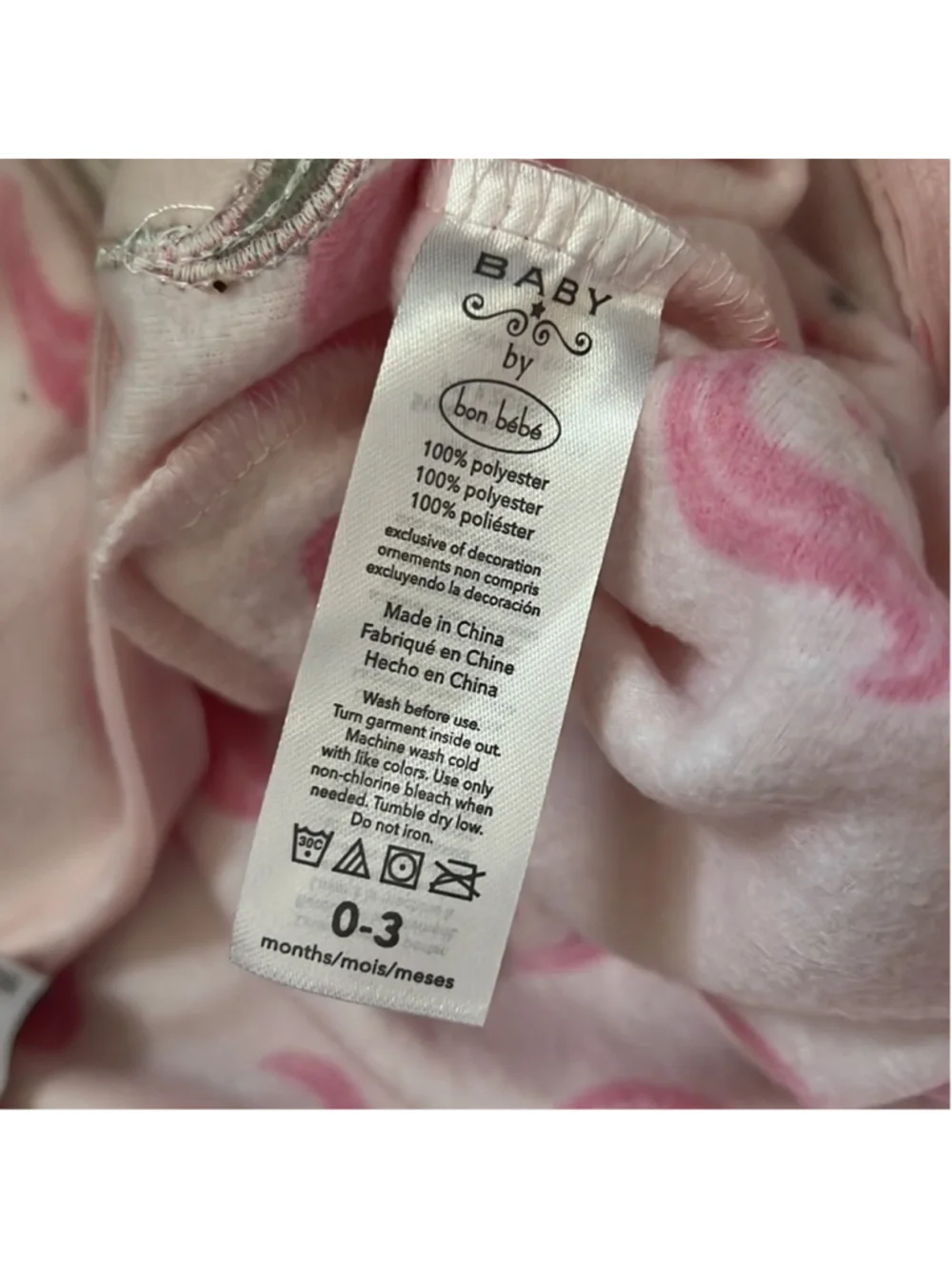 NWT Baby Unicorn Zip Up Fleece Coverall size 0-3 months Pink body suit Bon Bebe